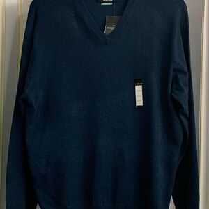 Haggar In Motion Men's Deep Blue V-Neck Sweater
